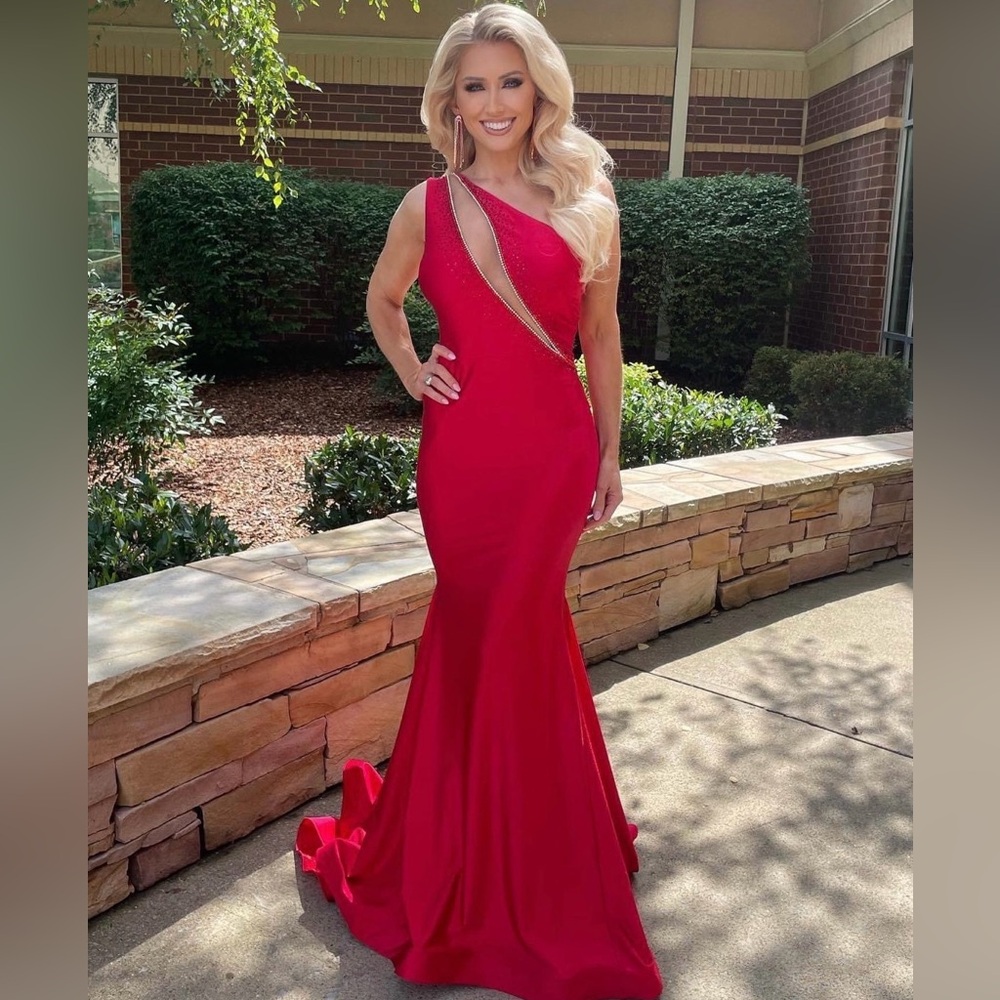 Stunning Red Satin Jersey Dress